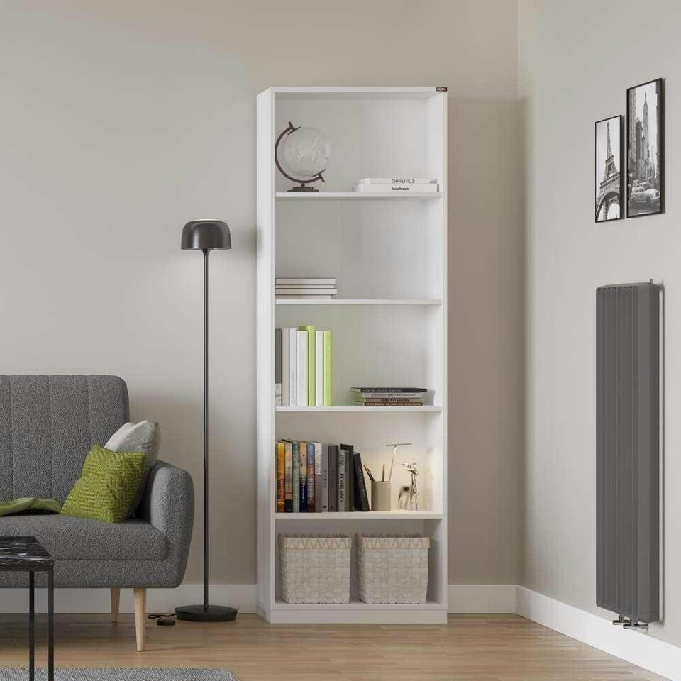 image 1 of Adore Matt White 5 Tier Bookcase Shelving Unit White