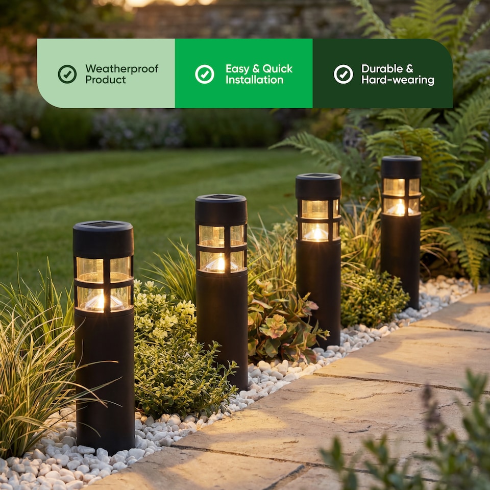 image 1 of Gardenwize Solar Garden Stake Lights Pathway Patio 4 Pack