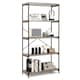 image 1 of COSTWAY 5-Tier Bookshelf Wood Bookcase Display Rack Grey Grey