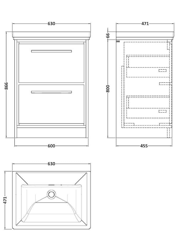 image 1 of Balterley Modern Floor Standing 2-Drawer Bathroom Vanity with Fireclay Basin | Green | Reed Green | 1