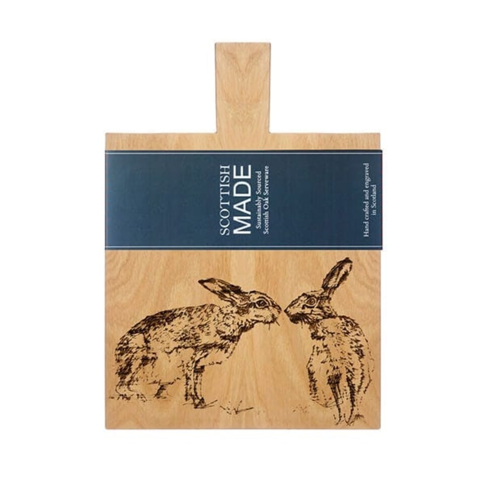 image 1 of The Just Slate Company Kissing Hares Medium Oak Serving Paddle