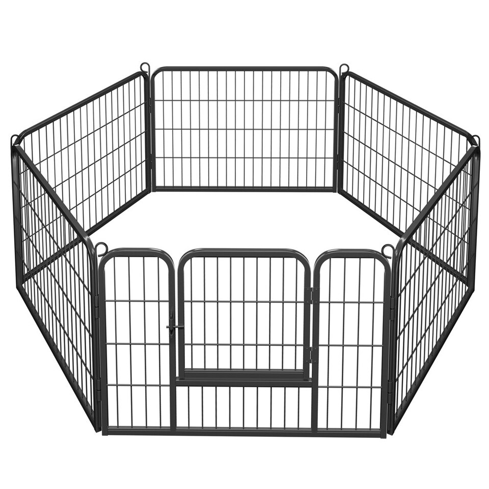 image 1 of Yaheetech 6 Metal Dog Playpen Panels, 80 × 60 cm Black