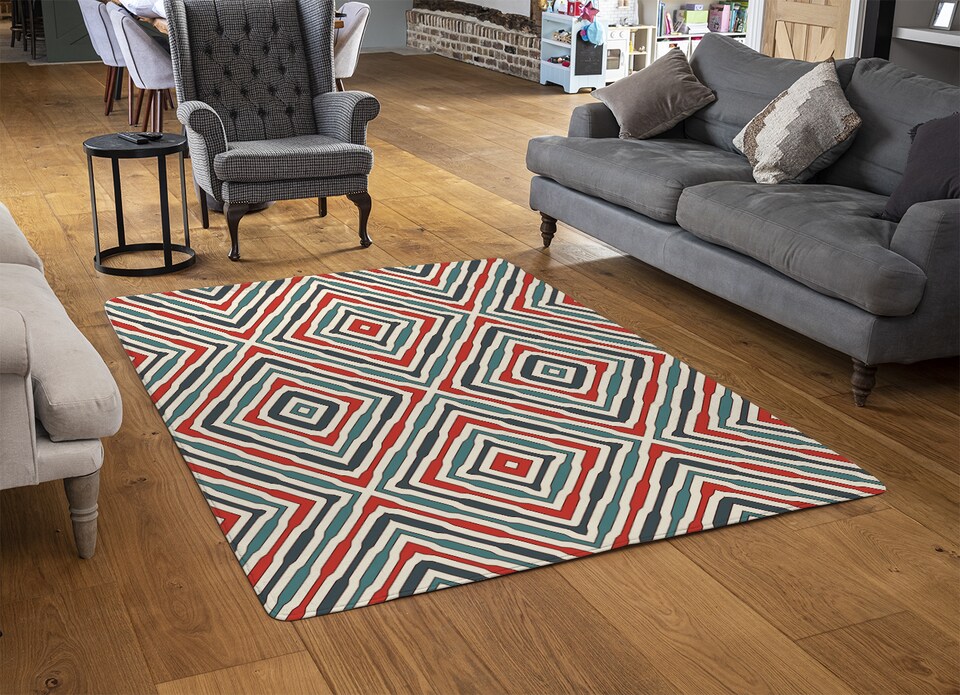 image 1 of Repeated Squares And Rhombuses Rug | Multi