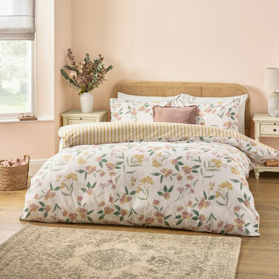 image 1 of Wylder Betsie Printed Reversible Double Duvet Cover Set Yellow | Double
