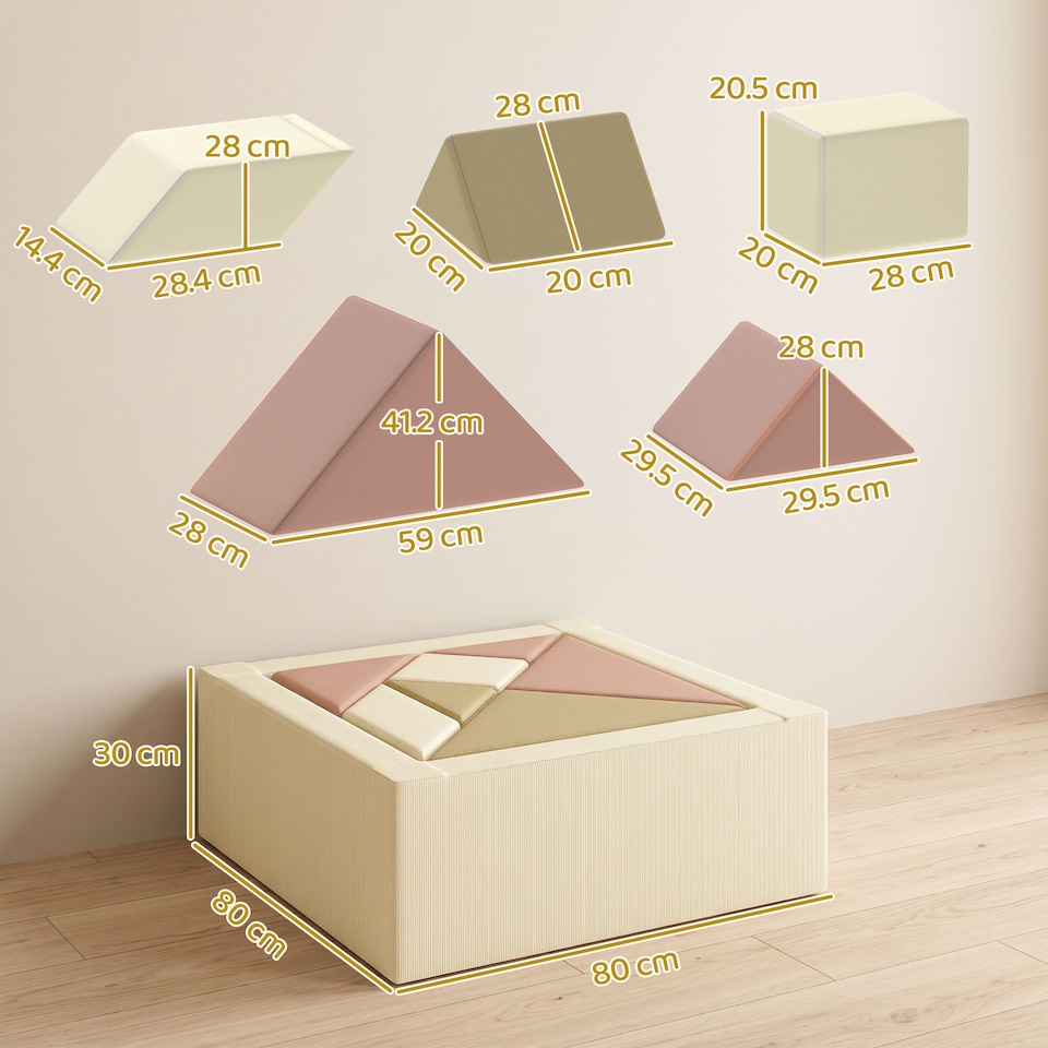 image 1 of AIYAPLAY 9 Pieces Soft Play Sets with Tangram Play, Removable Cover
