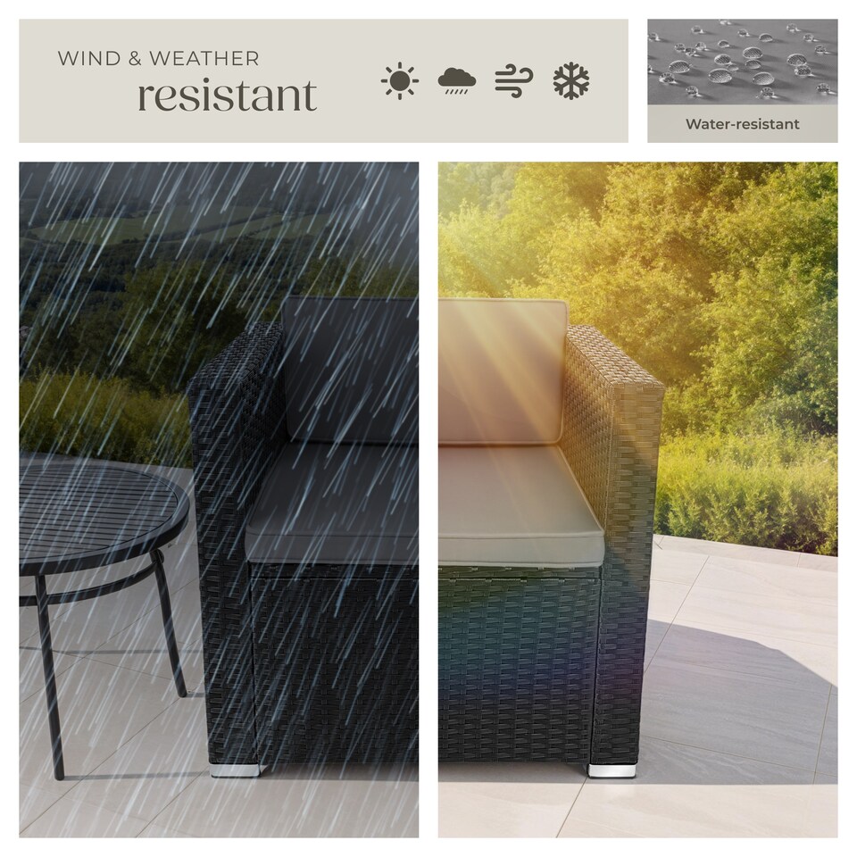 image 1 of Rattan Garden Armchair Lignano - UV-resistant, with seat and back cushions | Black | black | One Size | 1