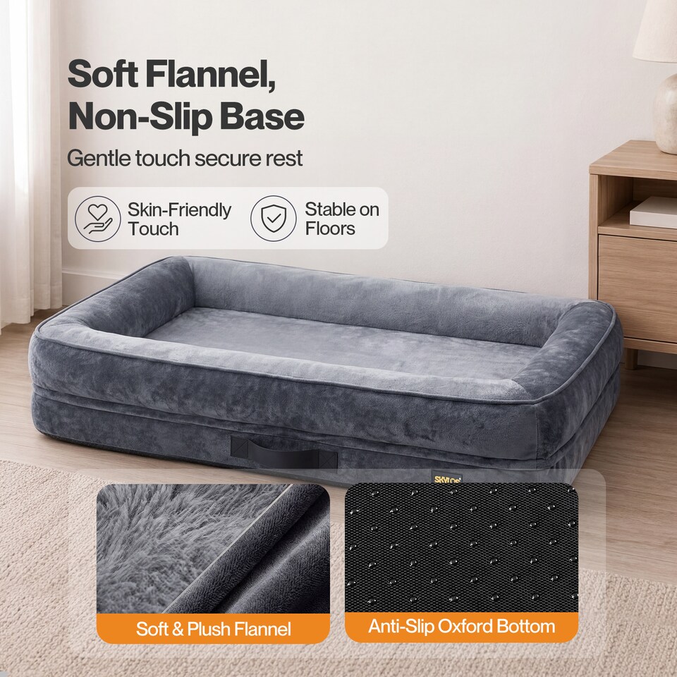 image 1 of Skylos Dog Bed Orthopedic Dog Bed 4.0in Egg Crate Foam Flannel Grey