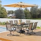image 2 of Yaheetech Rectangle Metal Tabletop with Umbrella Hole-Black | Black | Black | 151.5 cm L × 90 cm W × 73 cm H | 1
