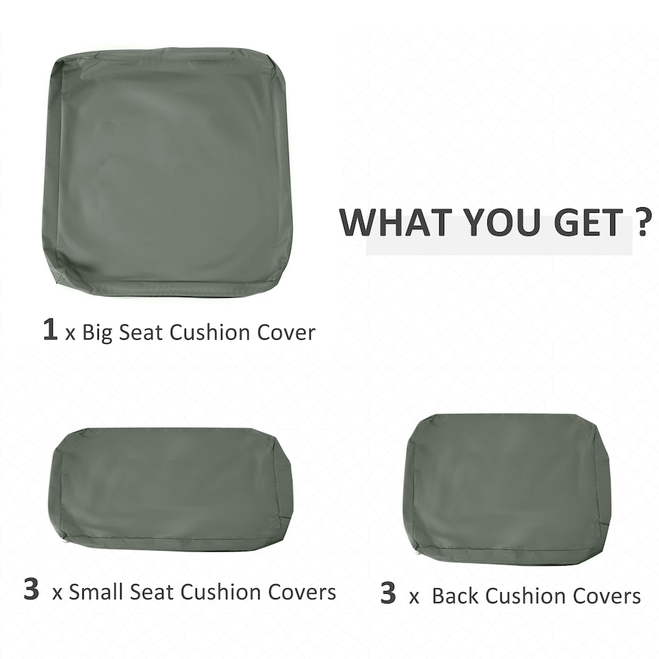 image 1 of Outsunny Cushion Cover Replacement Garden Rattan Patio Furniture Seat Cover | Grey | Deep Grey | 3pcs 67x67x8cm, 1pc 74.5x74.5x8cm, 3pcs 67x28x8cm | 7