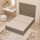 image 4 of Divan Bed Base with 4 Drawers & Plain Floor Standing Headboard Linen Fabric | Yellow | Beige