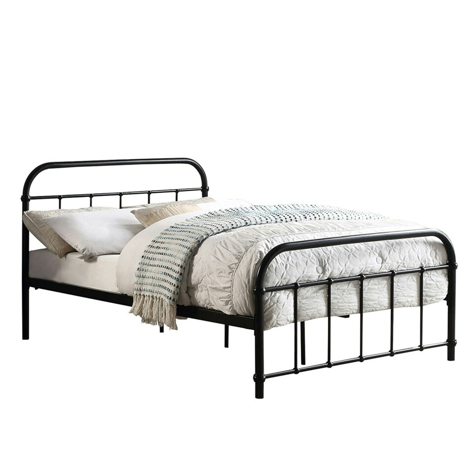 image 1 of Tewin Vintage Hospital Style Black Metal Bed Frame (Small Double)