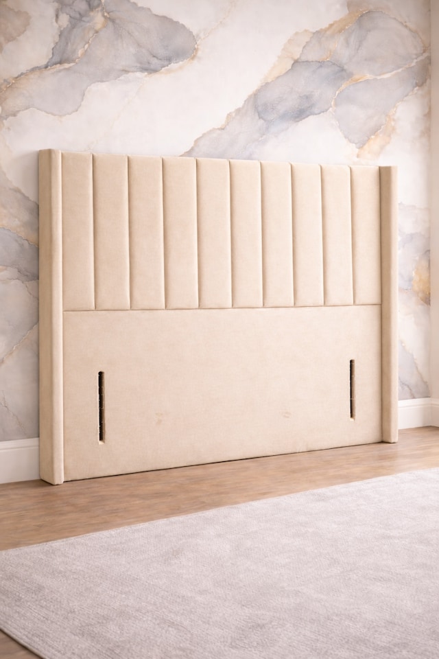 image 1 of Cream Plush Panel Wing 54inch Floorstanding 6FT Headboard