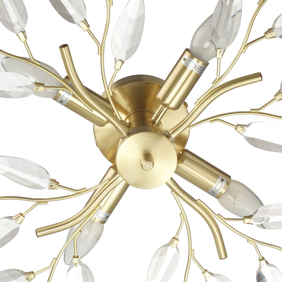 image 1 of Modern Brushed Gold Plated Branch Ceiling Light Fitting with Acrylic Leaves | Gold