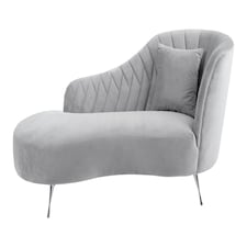 Rene Grey Velvet Chaise Longue Grey