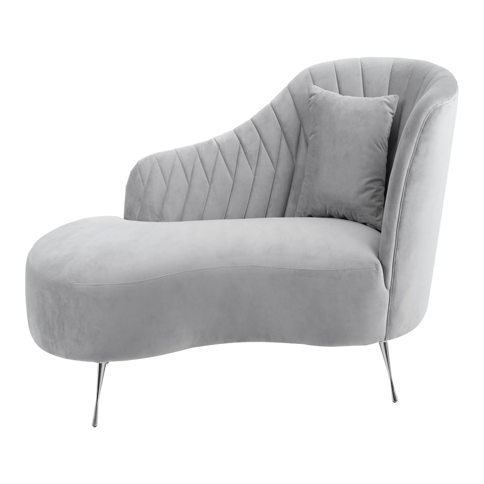 image 1 of Rene Grey Velvet Chaise Longue Grey