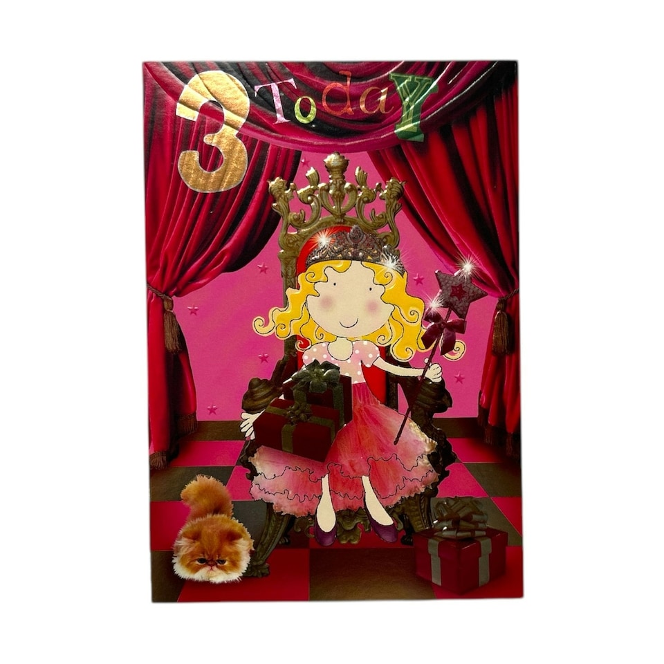 image 1 of Age 3 Female Juvenile Princess Design Birthday Card