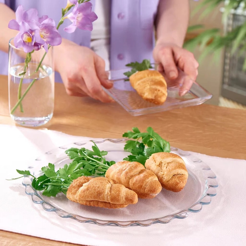 image 1 of Round Glass Patisserie Serving Dish Cake Fruit Plate Tray Display 38cm