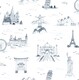 image 1 of NuWallpaper NUS4553 Landmark Travelers Toille Novelty Peel & Stick Wallpaper, Navy