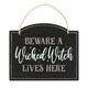image 1 of Something Different Beware A Wicked Witch Lives Here Hanging Sign - Black/White - One Size