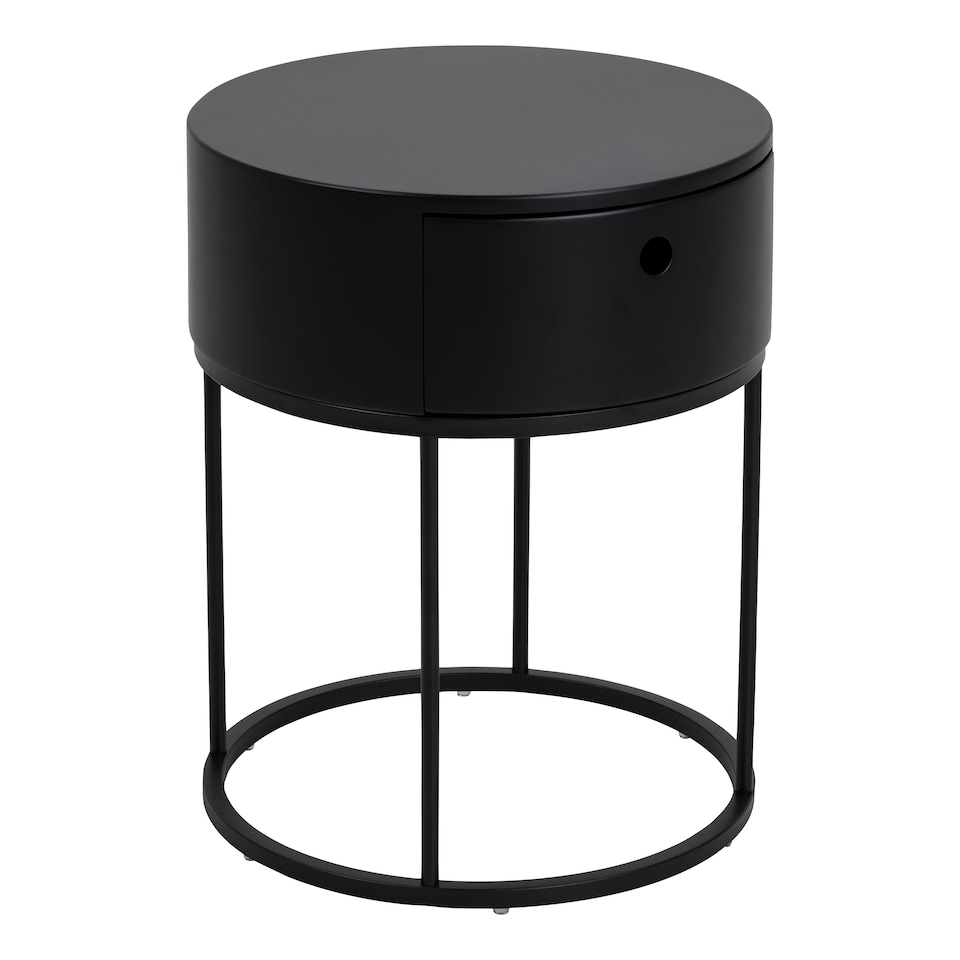 image 1 of Polo Round Bedside Table in Black