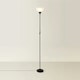image 3 of ValueLights Dalby Black Uplighter Floor Lamp White Shade & Bulb Black