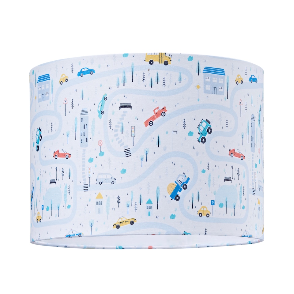 image 1 of Little Ones Play Village Lamp Shade - Town City Car Roads Map with Cars & Trucks | Multi | 10"