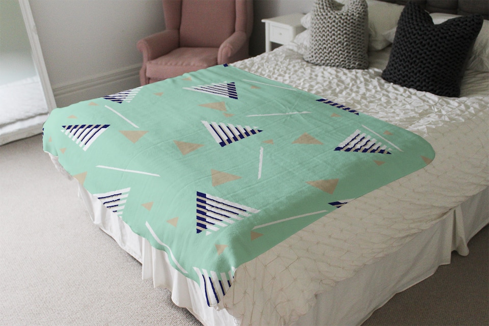 image 1 of Geometric Triangle Stripes Blanket | Multi