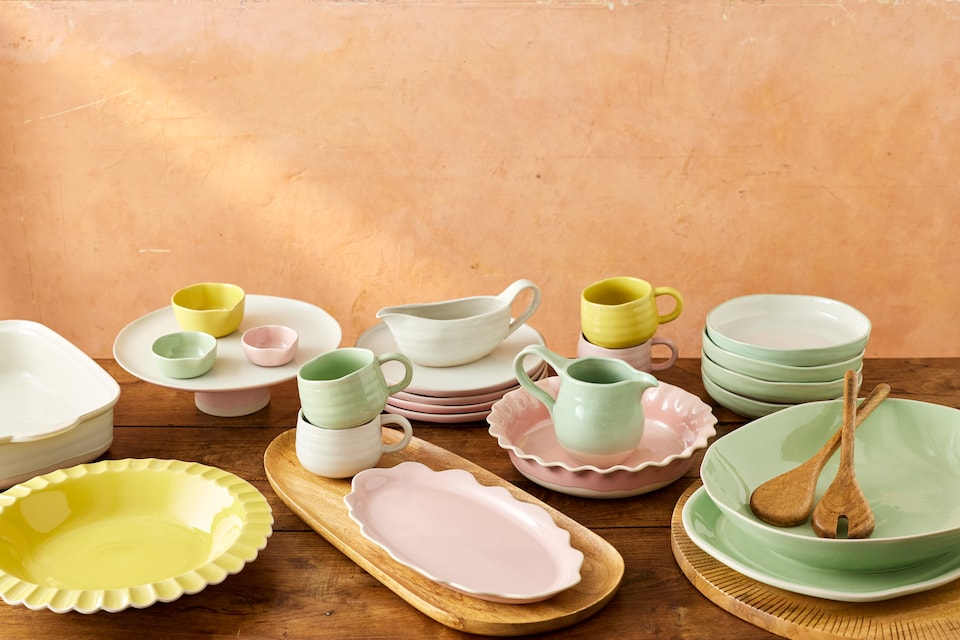 image 1 of Jamie Oliver Big Love White and Pink Stoneware Mugs, Set of 4, 375ml | Pink | Pink
