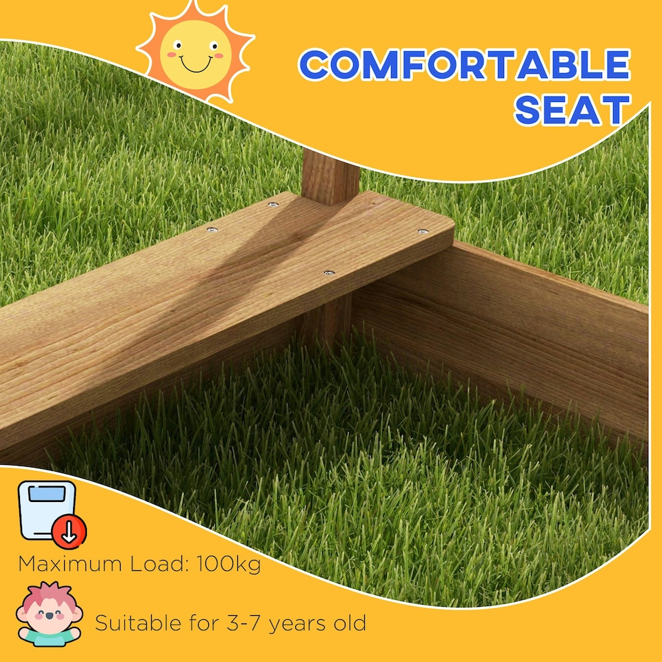 image 1 of Outsunny Sand Pit with Canopy, Blackboard, Toys, Sink, Seats, Flags for Kids