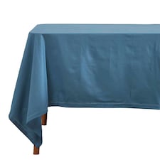 Homescapes Airforce Blue Cotton Square Tablecloth - 137 x 137 cm | Blue