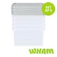 image 1 of Wham Clip 5x 9L Square Plastic Storage Boxes with Clip Lock Lids. Ideal for Home, Office, Toys & More - Clear/Stone | Cream | Stone | 5