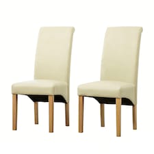 MCC Direct Deluxe High Back Leather Dining Chairs Cream