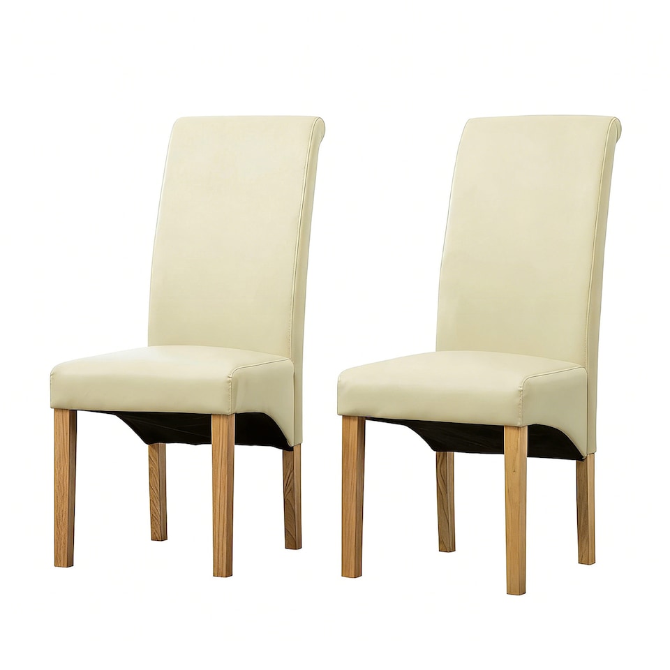 image 1 of MCC Direct Deluxe High Back Leather Dining Chairs Cream