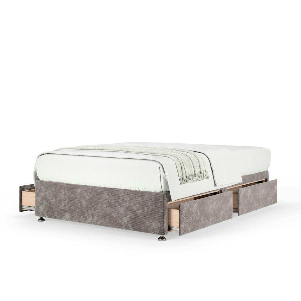 image 1 of Memory Maestro Memory Foam Silver Chenille 4 Drawer Divan Set King Size