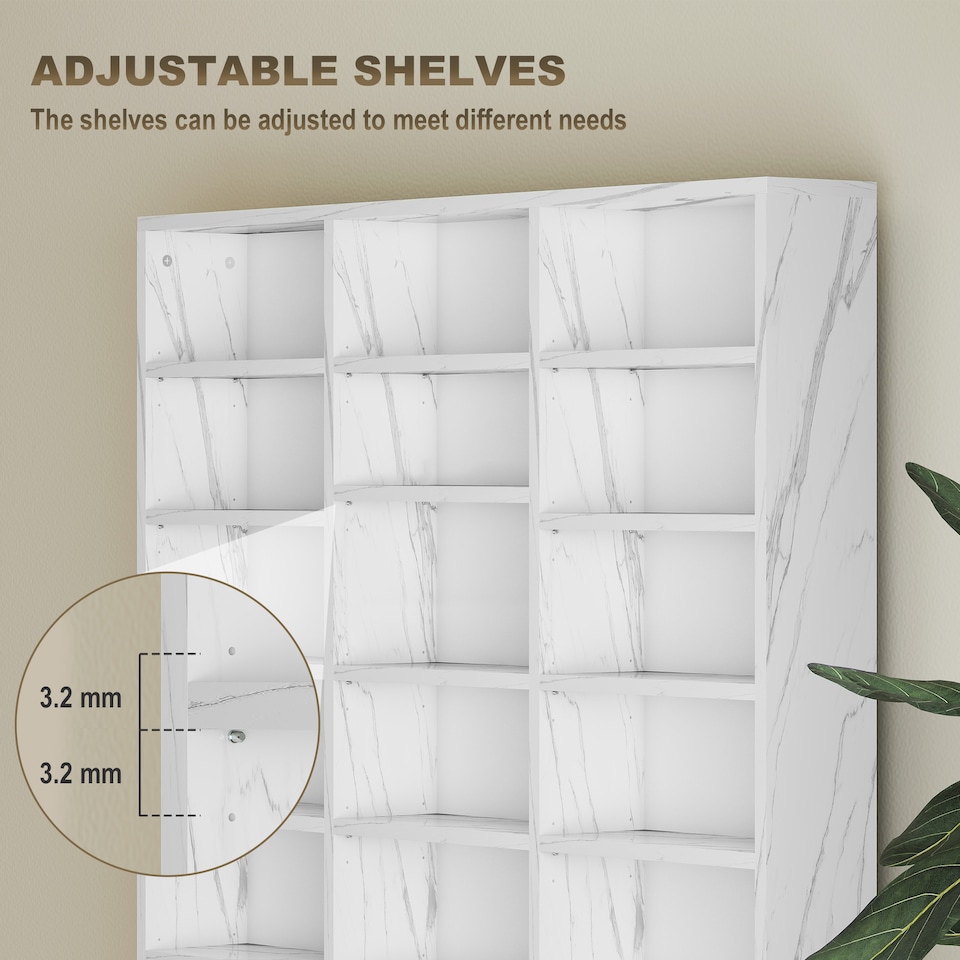 image 1 of HOMCOM DVD CD Media Storage Rack, Video Display Unit, Marble Effect | White