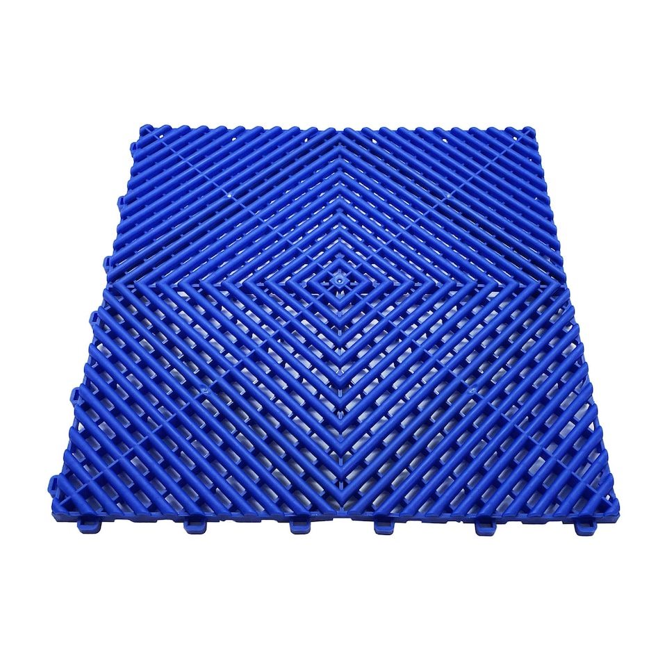 image 1 of Modular Interlocking Ribbed Vented Garage Floor Tiles - Blue | Blue | Blue