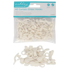 Ashley Plastic Glider Curtain Hooks - White - Pack of 80