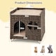 image 2 of COSTWAY Foldable 2-tier Rattan Cat House Wicker Kitten Condo With  Elevated Perch