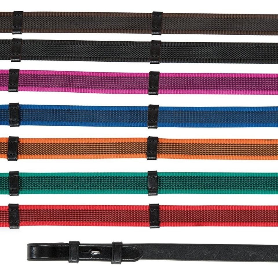 image 1 of Shires Aviemore Continental Rubber Grip Reins Black | Size: 48X5/8
Colour: Black/Orange