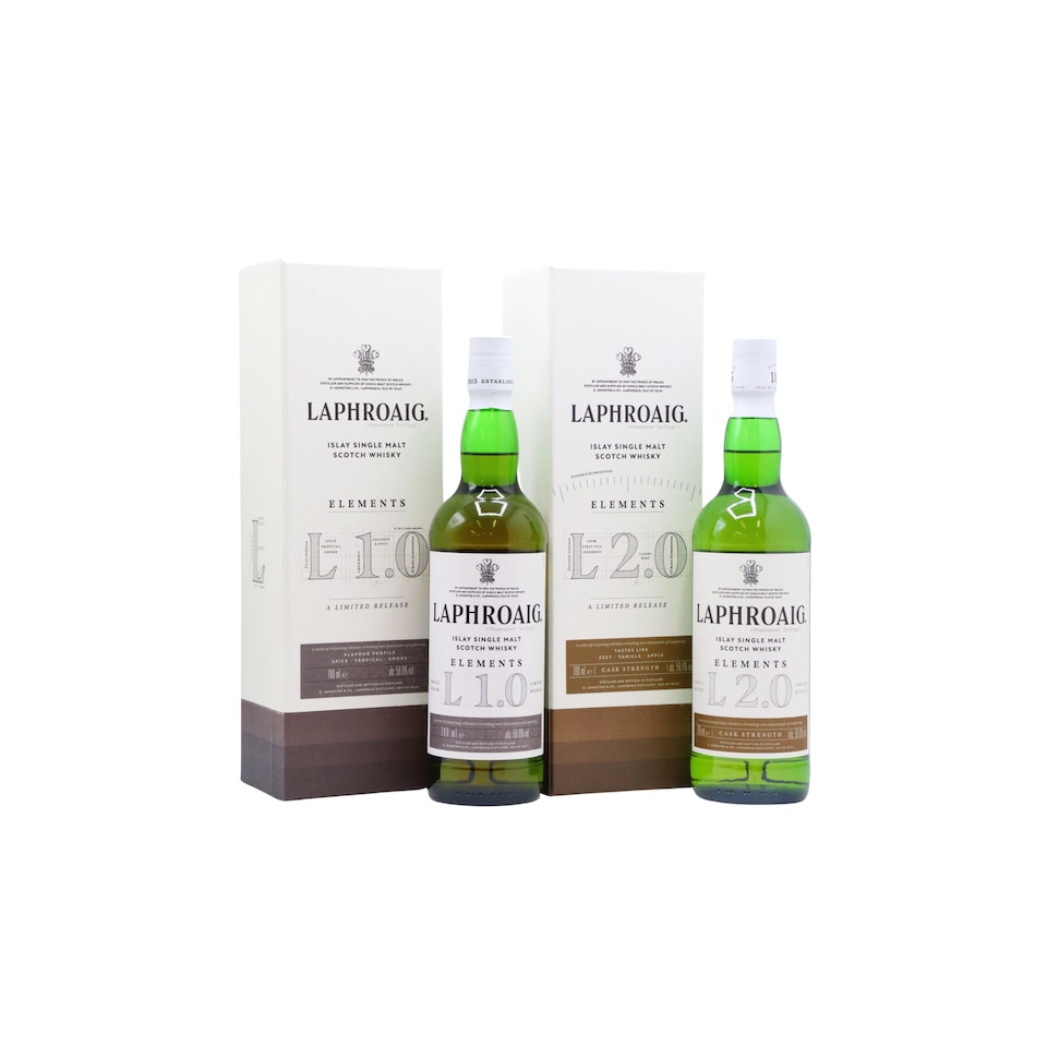 Laphroaig - Elements 1.0 & 2.0 Islay Single Malt Scotch Whisky (2 x 70cl)