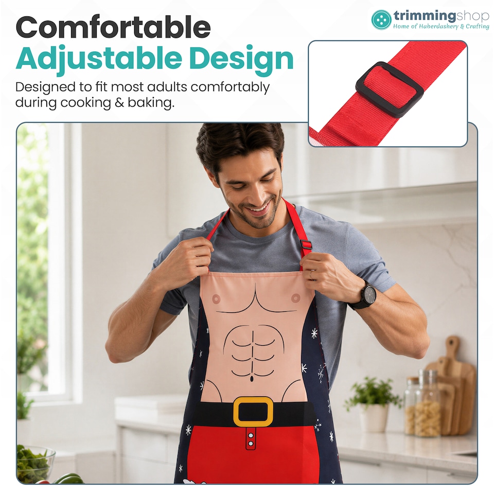 image 1 of Six Pack Santa Christmas Apron Funny Kitchen Apron - 75 x 60cm