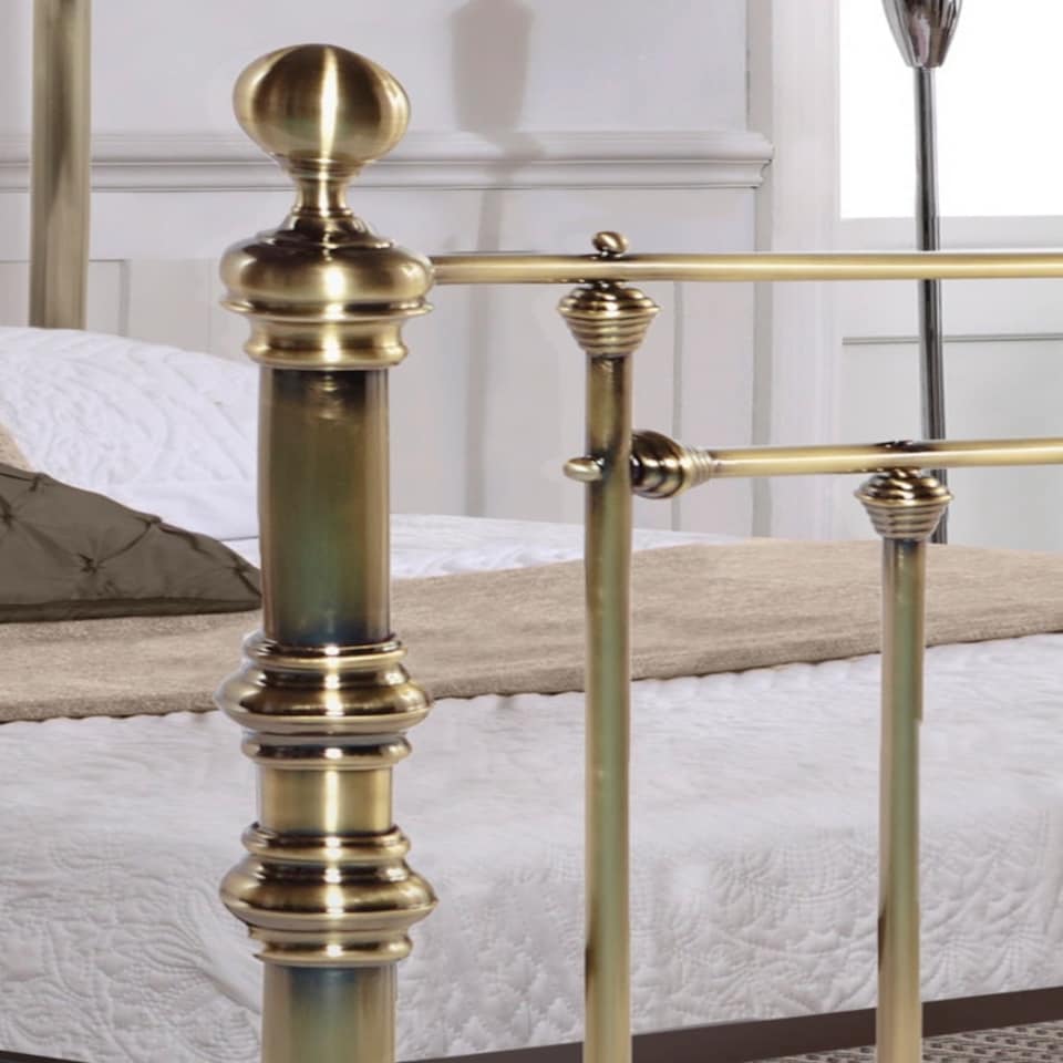 image 1 of 5ft King Size Brass Finish,Traditional Antique Victorian Metal Bed Frame Bedstead