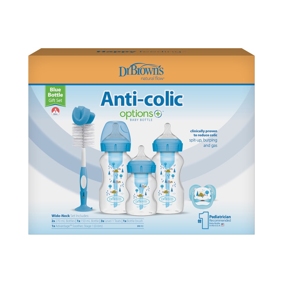 image 1 of Dr Brown's Options Plus Anti-Colic Bottle Gift Set Blue
