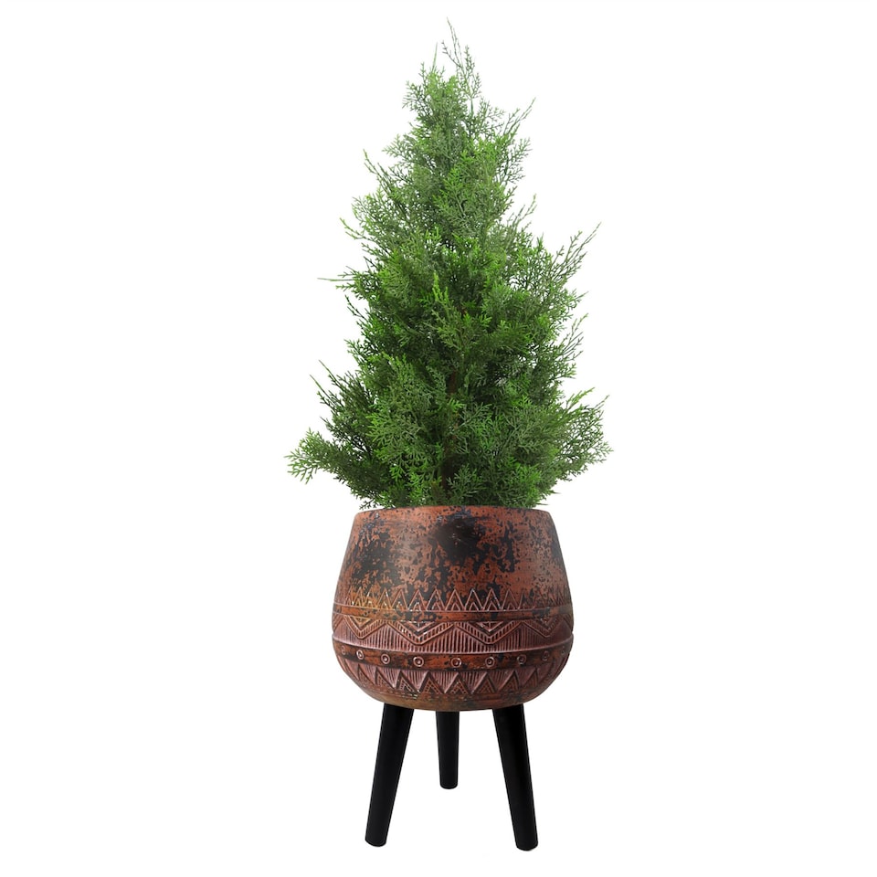 image 1 of 44cm x 30cm Large Zaturn Planter Brown / Black with Legs Large | Brown