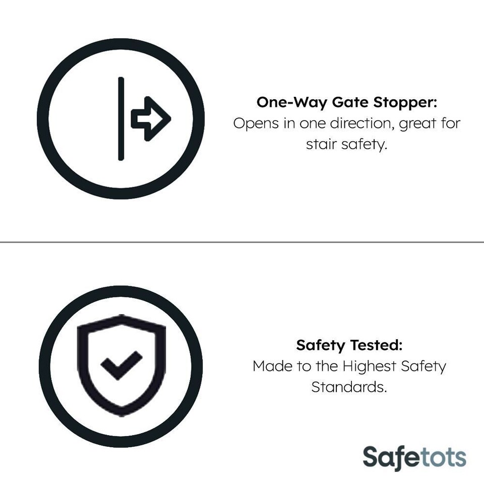 image 1 of Safetots Pressure Fit Self Closing Stair Gate, 89.4cm - 96.4cm, Slate Grey, Auto Closing Baby Gate, Safety Barrier for Toddler, Easy Installation