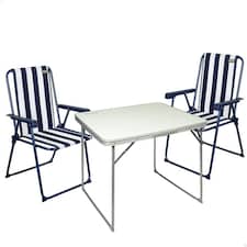 Table set with 2 chairs Aktive Foldable Camping Brown