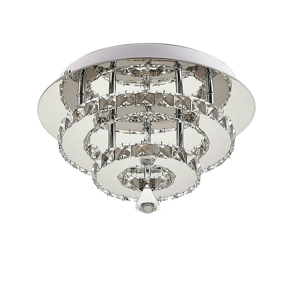 Living and Home Modern Double-tier Crystal LED Ceiling Light Chrome