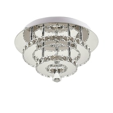 Living and Home Modern Double-tier Crystal LED Ceiling Light | Chrome