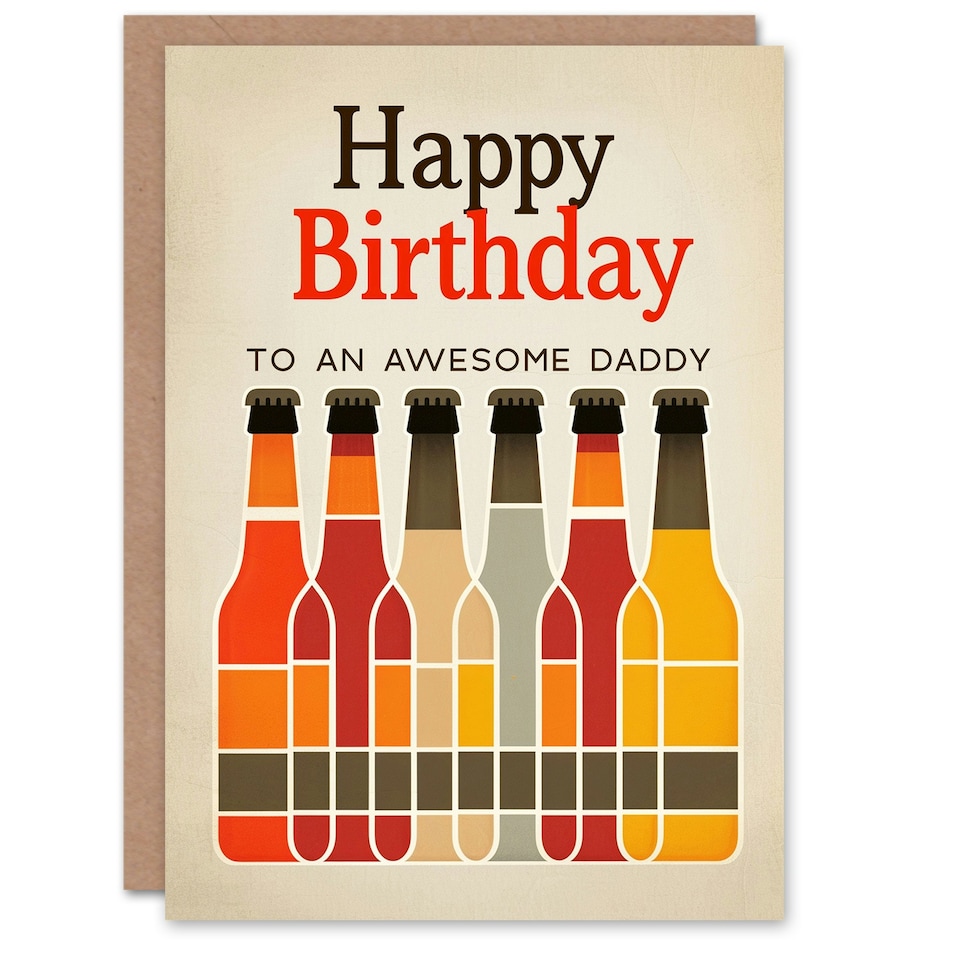 image 1 of Awesome Craft Beer Lover Row Bottles Daddy Birthday Card