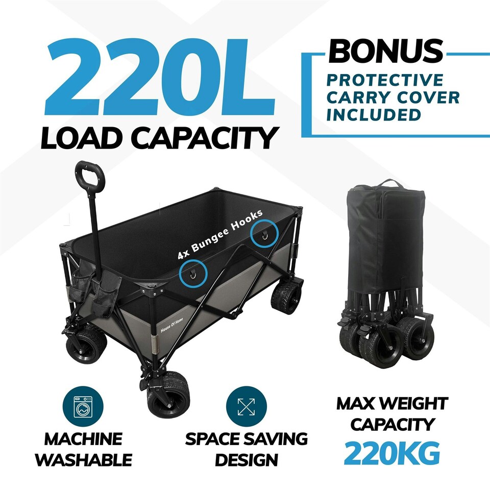 image 1 of 220L Foldable Utility Trolley Garden Home Camping Festivals No Assembly 220kg Load